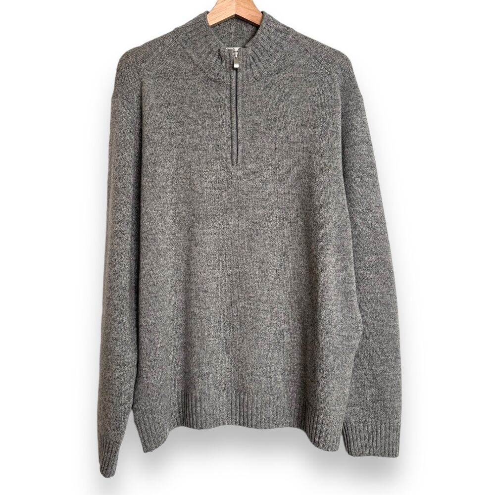 Enzo Mantovani 100% Wool Gray Quarter Zip Pullover Sweater Men's Size XL